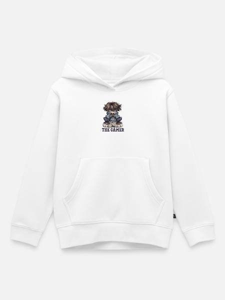 Der Gamer mit Herz-Emblem - Kinder Premium Organic Hoodie - Weiß