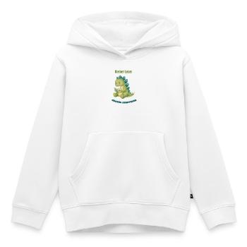 Kleiner Dino liest Abenteuer - Kinder Premium Organic Hoodie - Weiß - Vorne - AI Model Kid Female (0cm)