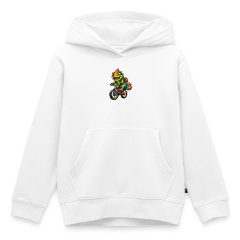 Chameleon on the bike - Kids Premium Organic Hoodie - white - Front - AI Model Kid Female (0cm)