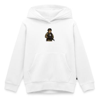Ukraine-Katze mit NAFO-Patch - Kinder Premium Organic Hoodie - Weiß - Vorne - AI Model Kid Female (0cm)