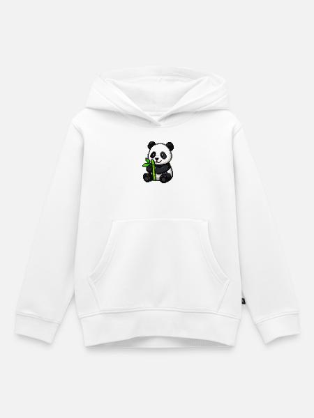 Pixelpanda mit Bambus - Kinder Premium Organic Hoodie - Weiß