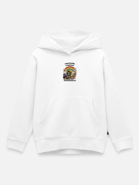 Frosch im Einkaufswagen unter Regenbogen - Kinder Premium Organic Hoodie - Weiß