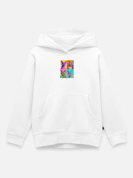 Katzen Devon Rex Katze - Kinder Premium Organic Hoodie - Weiß