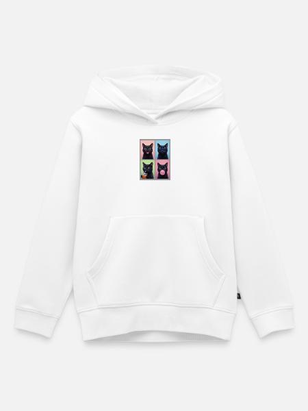 Katzen schwarze Katze - Kinder Premium Organic Hoodie - Weiß