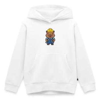 Niedlicher Capybara-Ingenieur-Maskottchen-Standardentzeichner - Kinder Premium Organic Hoodie - Weiß - Vorne - AI Model Kid Female (0cm)