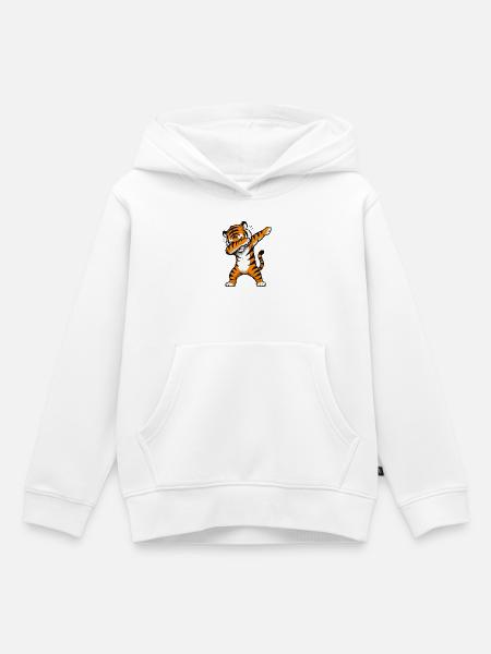 Tiger Dab Aufdruck - Kinder Premium Organic Hoodie - Weiß
