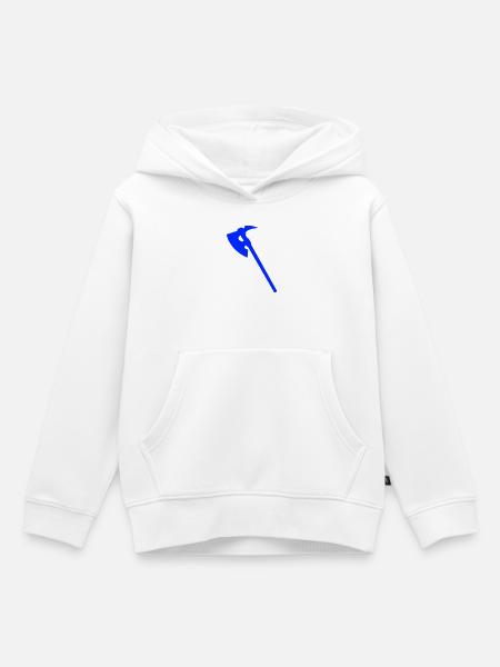 Blaue Axt Silhouette - Kinder Premium Organic Hoodie - Weiß
