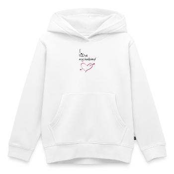 J’aime mon mari Cadeau Mariage Amour Mariage - Sweat Premium à capuche enfant bio - blanc - Devant - AI Model Kid Female (0cm)