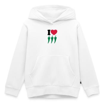 I love chili - Ich liebe Chili - Kinder Premium Organic Hoodie - Weiß - Vorne - AI Model Kid Female (0cm)
