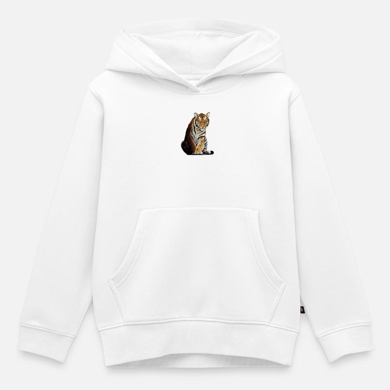 tigre - Sweat Premium à capuche enfant bio - blanc