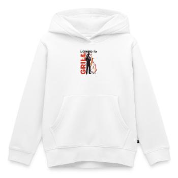 Licence pour griller funny BBQ - Sweat Premium à capuche enfant bio - blanc - Devant - AI Model Kid Female (0cm)