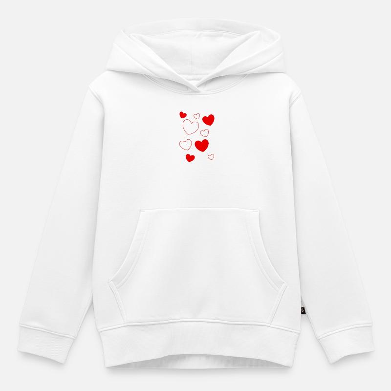 Cadeau Saint-Valentin Saint-Valentin - Sweat Premium à capuche enfant bio - blanc