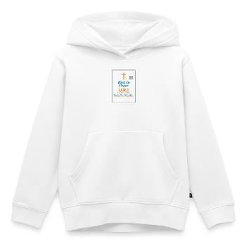 Commemorative Design Peace and Faith Ironic - Kids Premium Organic Hoodie - white - Front - AI Model Kid Female (0cm)
