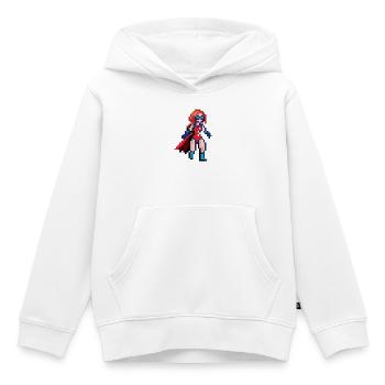 Pixel Superheroine - Flying Hero With Blue Goggles - Kids Premium Organic Hoodie - white - Front - AI Model Kid Female (0cm)