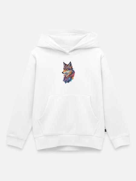 Wolf - Kinder Premium Organic Hoodie - Weiß
