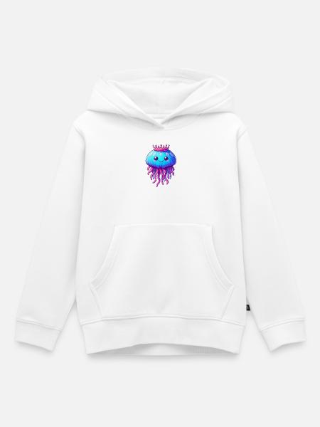 Eine Qualle mit Krone - Kinder Premium Organic Hoodie - Weiß