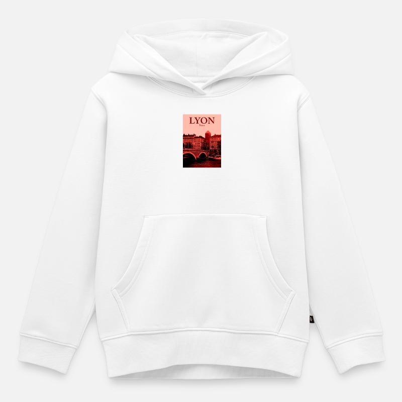 Skyline de la ville de Lyon - Sweat Premium à capuche enfant bio - blanc