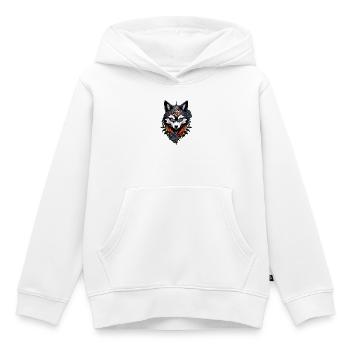 Majestueuse tête de loup, - Sweat Premium à capuche enfant bio - blanc - Devant - AI Model Kid Female (0cm)