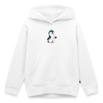 Pingouin mignon - Sweat Premium à capuche enfant bio - blanc - Devant - AI Model Kid Female (0cm)
