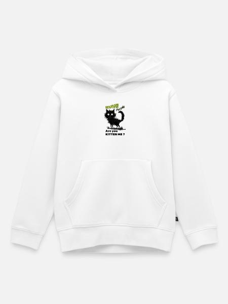 Skurrile schwarze Katze - Kinder Premium Organic Hoodie - Weiß