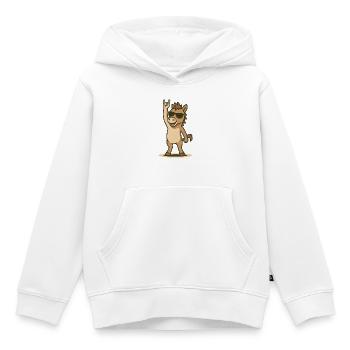 Poulain Rock’n’Ride - Sweat Premium à capuche enfant bio - blanc - Devant - AI Model Kid Female (0cm)