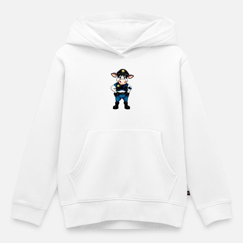Police des vaches - Sweat Premium à capuche enfant bio - blanc