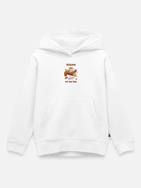 Herbst Heißer Tee Zeit Illustration - Kinder Premium Organic Hoodie - Weiß