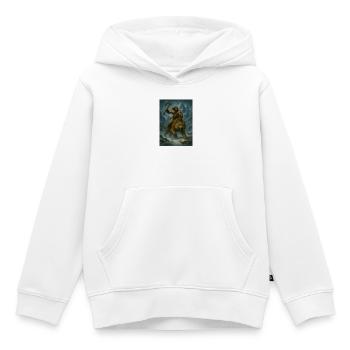 Guerrier Sauvage sur Tigre à Dents de Sabre – Art  - Sweat Premium à capuche enfant bio - blanc - Devant - AI Model Kid Female (0cm)