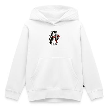 Chat Dracula avec bouquet de fleurs - Sweat Premium à capuche enfant bio - blanc - Devant - AI Model Kid Female (0cm)