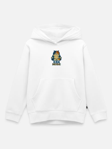 Zen-Katze im Ruhemodus - Kinder Premium Organic Hoodie - Weiß