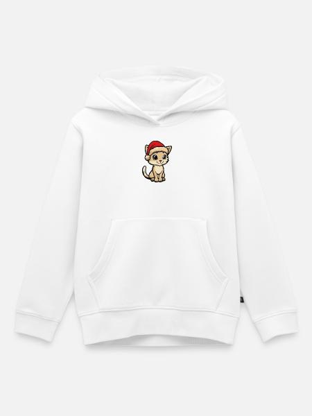 Katze Weihnachten - Kinder Premium Organic Hoodie - Weiß