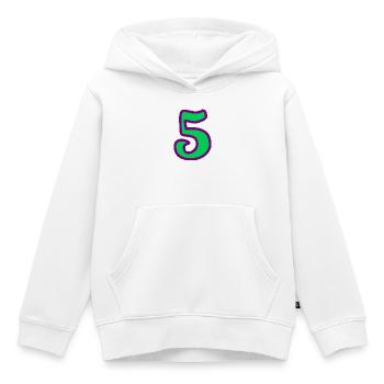 5. JUBILÄUM. 5 JAHRE. 5. JUBILÄUM - Kinder Premium Organic Hoodie - Weiß - Vorne - AI Model Kid Female (0cm)