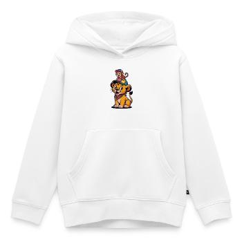 Cute Lion and Monkey – Best Friends Cartoon Style - Kids Premium Organic Hoodie - white - Front - AI Model Kid Female (0cm)