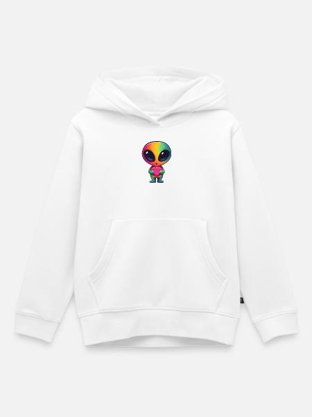 Regenbogenalien Herzfreund - Kinder Premium Organic Hoodie - Weiß
