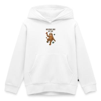 Paresseux Zen : Prise Lâche Grimpe - Sweat Premium à capuche enfant bio - blanc - Devant - AI Model Kid Female (0cm)