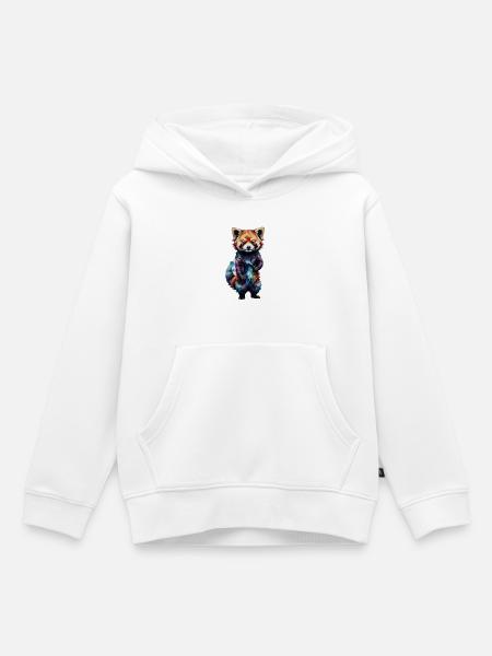 Wasserfarbener Roter Panda - Kinder Premium Organic Hoodie - Weiß