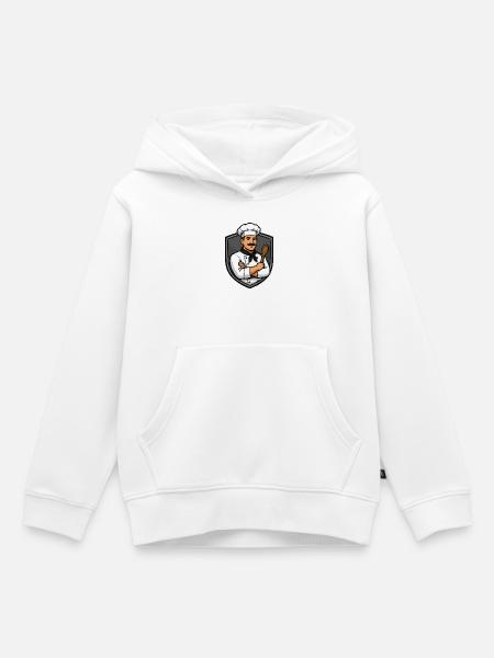 Chef im Wappenemblem Cartoon - Kinder Premium Organic Hoodie - Weiß