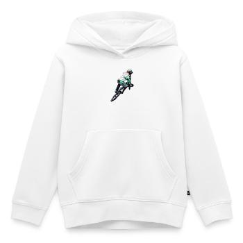 Impression d’action néon NBMX Rider - Sweat Premium à capuche enfant bio - blanc - Devant - AI Model Kid Female (0cm)