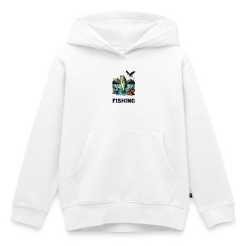 Illustration de l’éclaboussure de bar au bord du lac - Sweat Premium à capuche enfant bio - blanc - Devant - AI Model Kid Female (0cm)