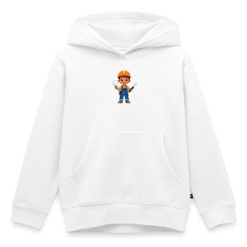 Petit électricien avec tournevis et lampe - Sweat Premium à capuche enfant bio - blanc - Devant - AI Model Kid Female (0cm)