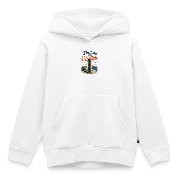 Find me at the Coastline Surfboard - Kinder Premium Organic Hoodie - Weiß - Vorne - AI Model Kid Female (0cm)