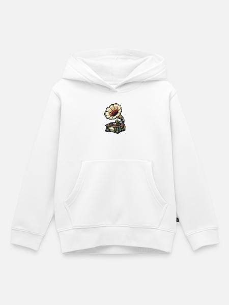Grammophon Blüten Design - Kinder Premium Organic Hoodie - Weiß