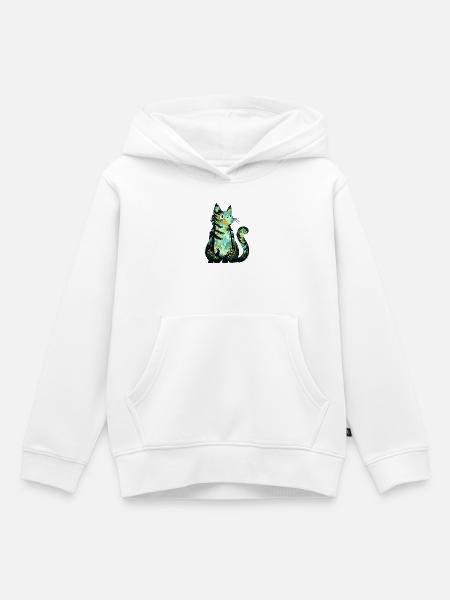 Waldkatze im Blütenmeer - Kinder Premium Organic Hoodie - Weiß