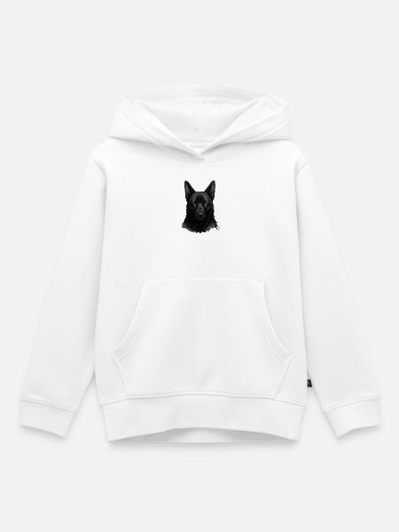 Schwarzer Schäferhund Kopfporträt - Kinder Premium Organic Hoodie - Weiß