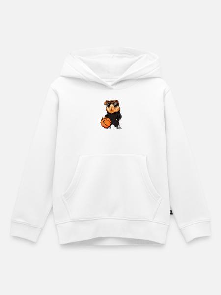 Basketball Meerschweinchen - Kinder Premium Organic Hoodie - Weiß