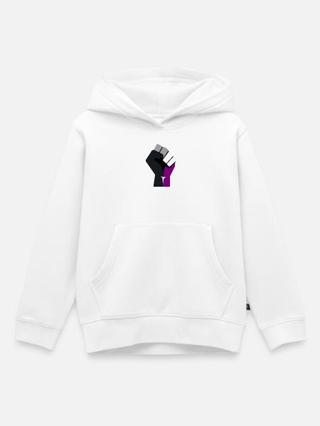 asexuell erhobene Faust - Kinder Premium Organic Hoodie - Weiß