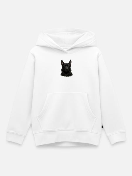 Schwarzer Schäferhund Kopfdesign - Kinder Premium Organic Hoodie - Weiß