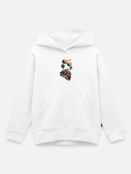 Kometen-Joystick mit Planetenparcours - Kinder Premium Organic Hoodie - Weiß