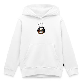 Cuisson du pingouin avec des saucisses grillées - Sweat Premium à capuche enfant bio - blanc - Devant - AI Model Kid Female (0cm)