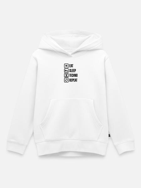 Eat Sleep Techno Repeat - Kinder Premium Organic Hoodie - Weiß